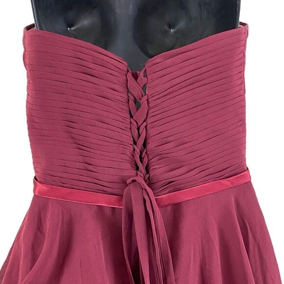 Cinderella Divine Burgundy Twist Front Corset Back Strapless Dress Sz 8 - Picture 7 of 15
